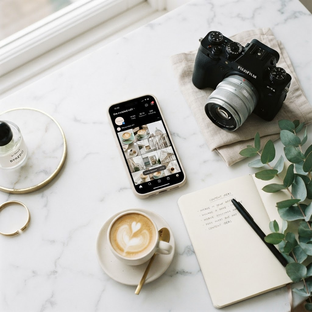 Creación de contenido para redes sociales: cámara, smartphone y estilismo editorial
